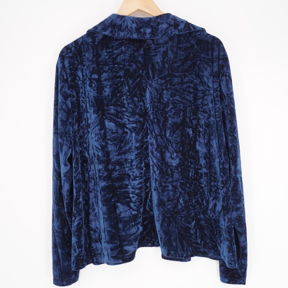 Natural Life Crushed Velvet Open Jacket Womens L/XL Navy Blue Boho Whimsigoth - Picture 2 of 12